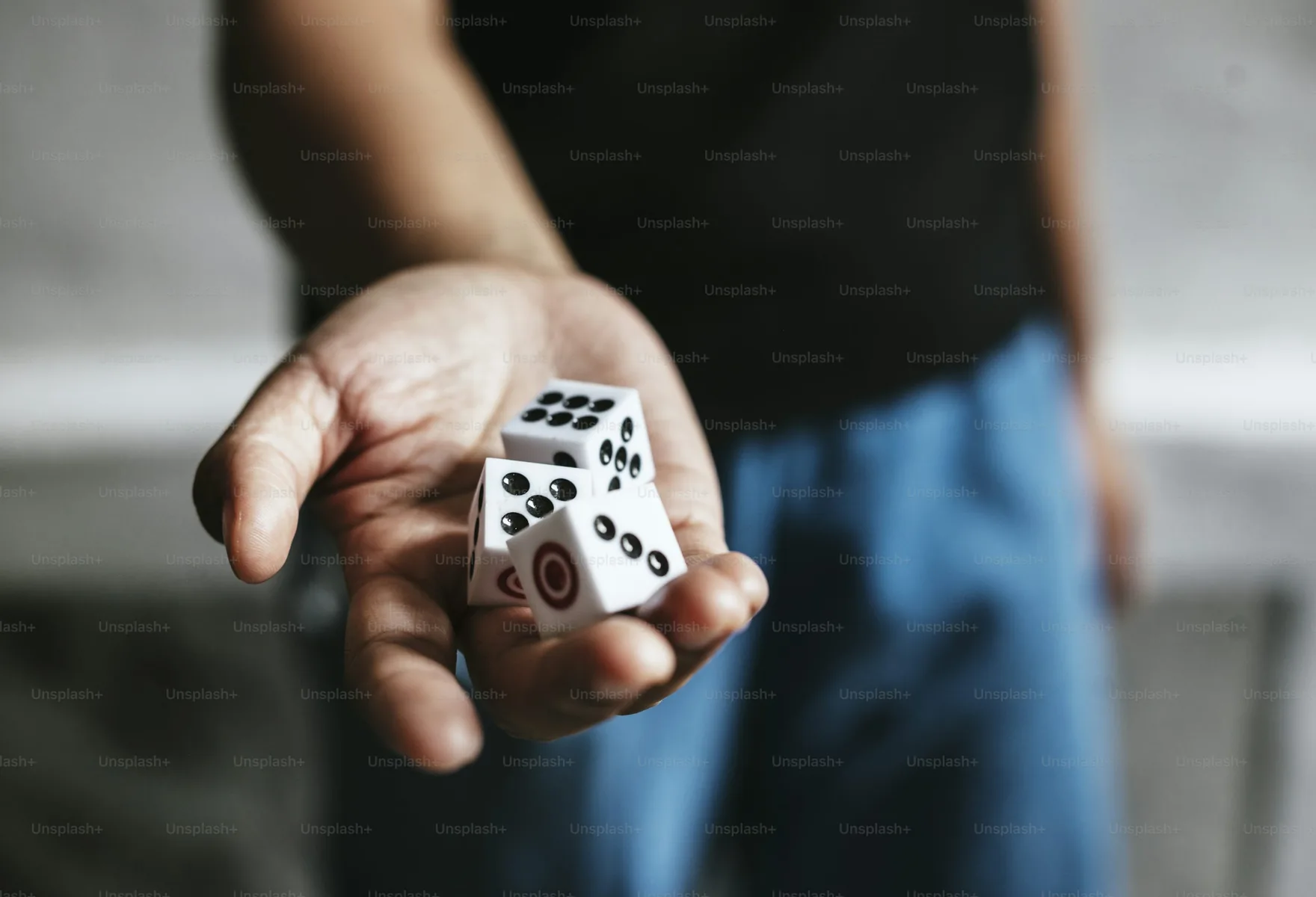 Dice in a player's hand