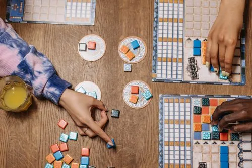 Overhead view of a board game