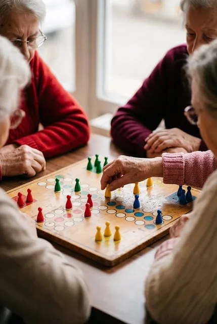 People gathered around a board game